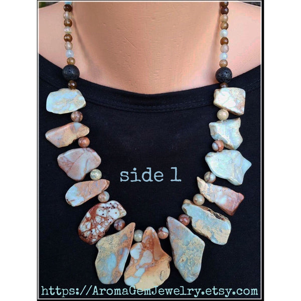 Essential oil diffuser necklace/bracelet set - African Opal