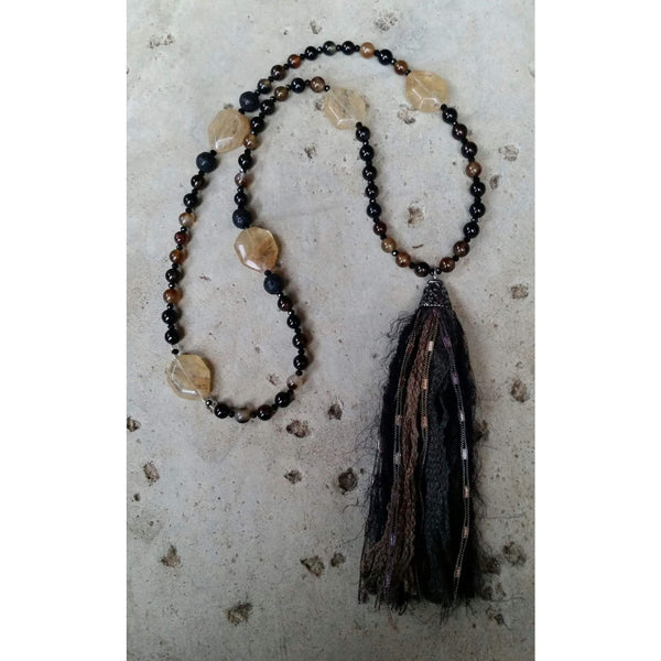 Essential oil diffuser necklace - Agate - mala
