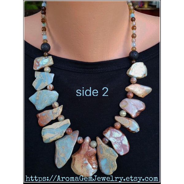 Essential oil diffuser necklace/bracelet set - African Opal