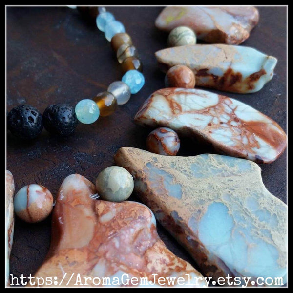 Essential oil diffuser necklace/bracelet set - African Opal