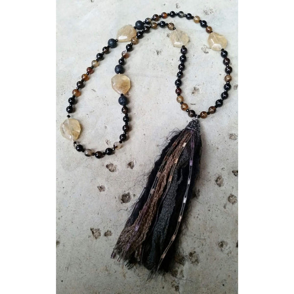 Essential oil diffuser necklace - Agate - mala