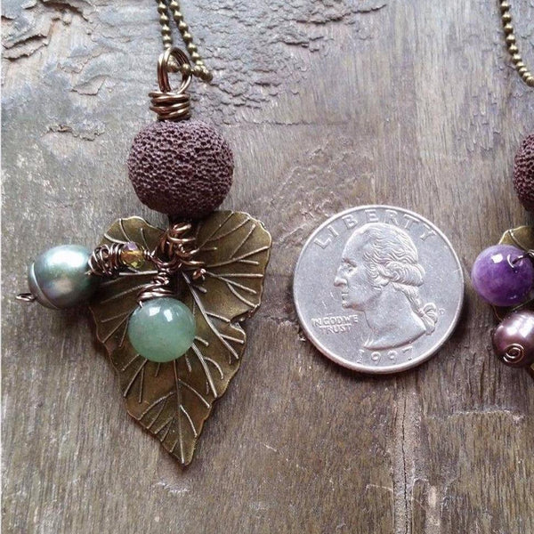 Essential oil diffuser necklace - cultured pearl-Ocean Turquoise sand dollar