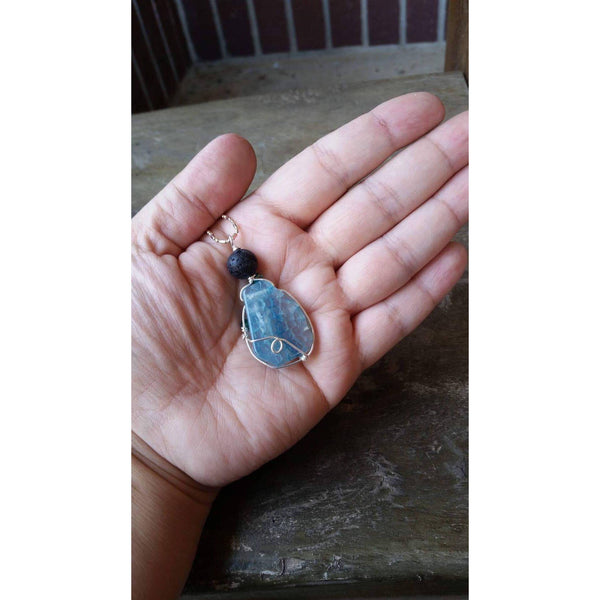 Essential oil diffuser necklace - agate - sterling silver