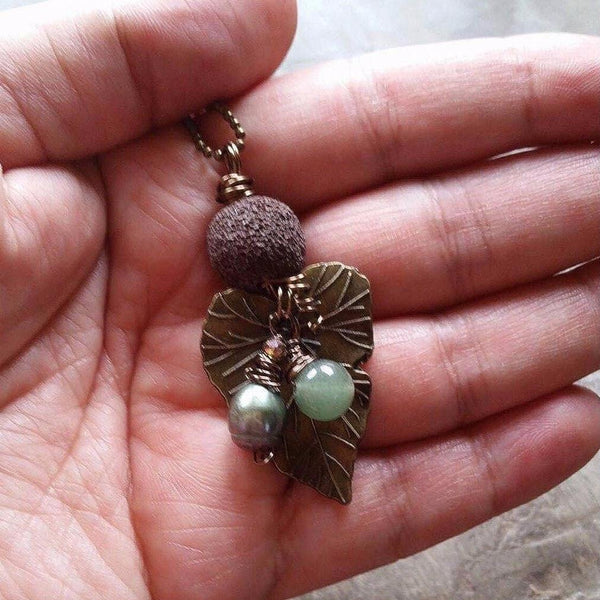 Essential oil diffuser necklace - cultured pearl-Ocean Turquoise sand dollar