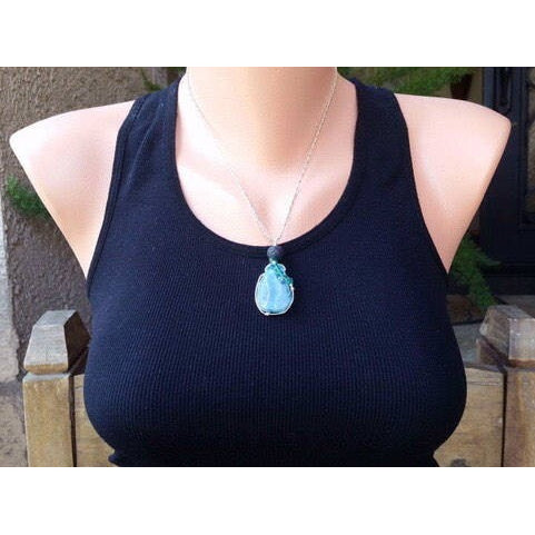 Essential oil diffuser necklace - agate - sterling silver