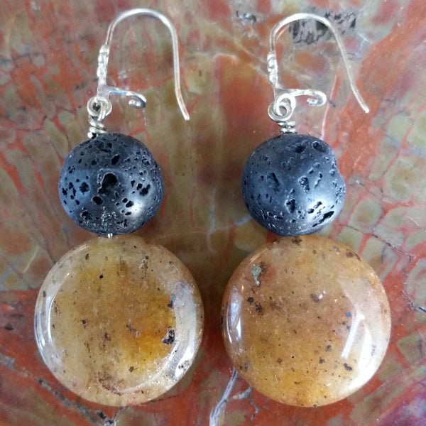 Essential oil diffuser earrings - Rutilated Quartz