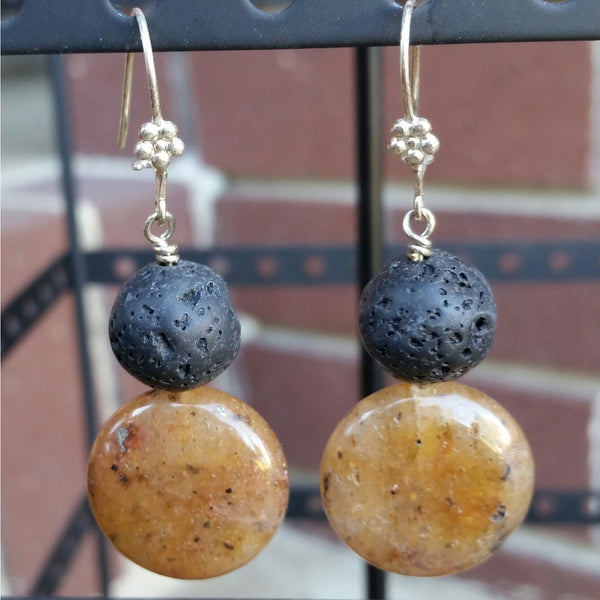 Essential oil diffuser earrings - Rutilated Quartz