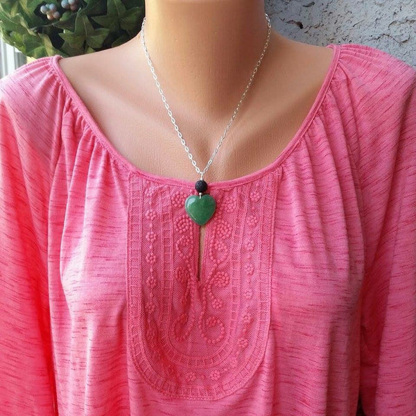 Essential oil diffuser necklace - Amazonite heart pendant