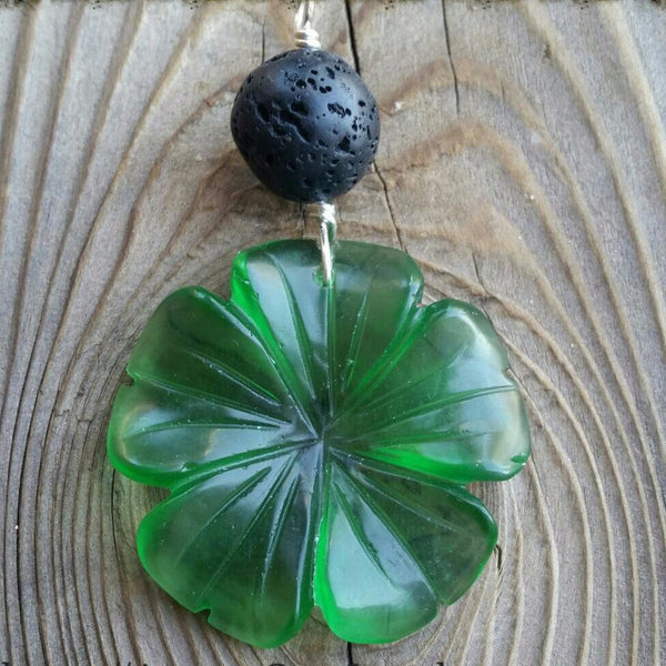 Essential oil diffuser necklace  - glass flower