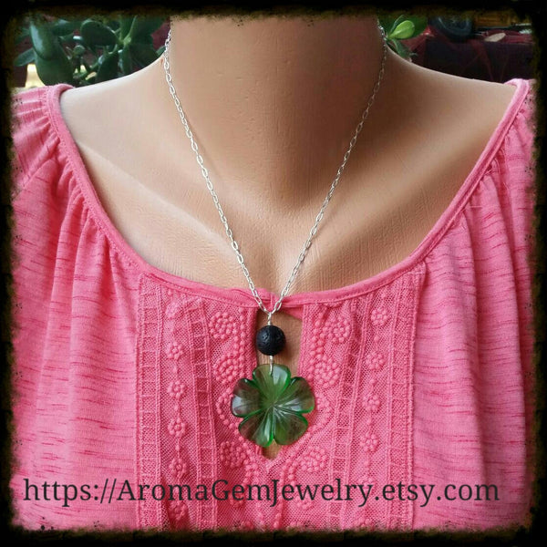 Essential oil diffuser necklace  - glass flower