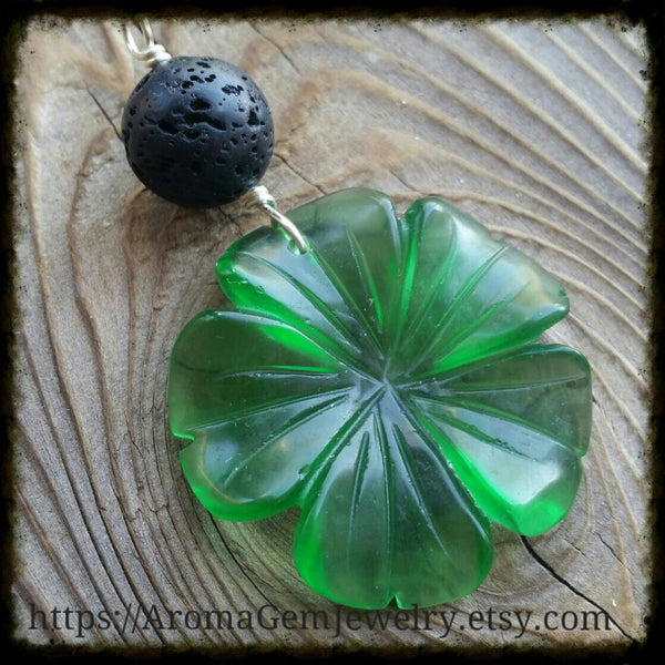 Essential oil diffuser necklace  - glass flower
