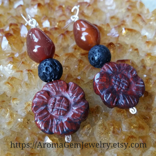 Essential oil diffuser earrings - Brecciated Jasper