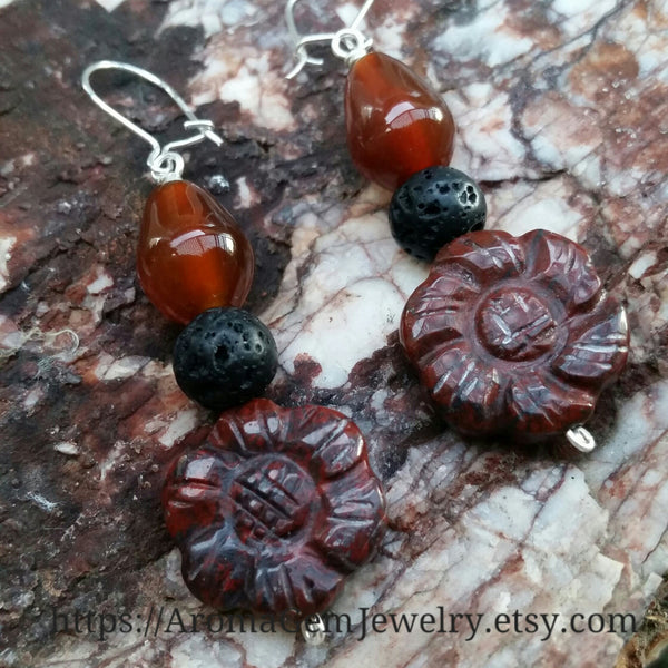 Essential oil diffuser earrings - Brecciated Jasper