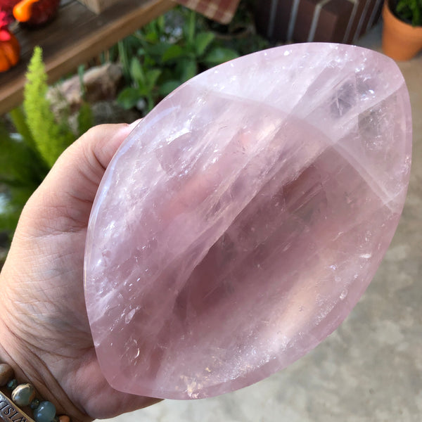 Large Rose quartz carved bowl