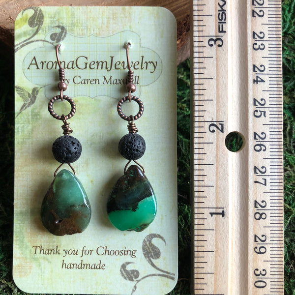 Essential oil diffuser earrings - chrysocolla
