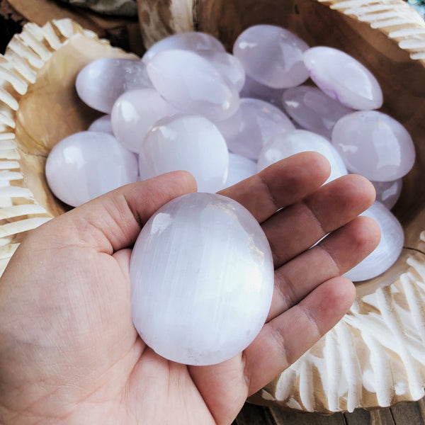 One Selenite Palm stone (also sold in lot of 5)