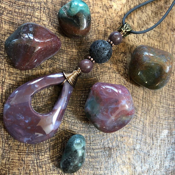 Essential oil diffuser necklace - Fancy Jasper