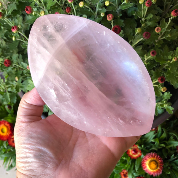 Large Rose quartz carved bowl