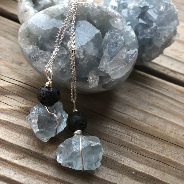 Celestite Crystal Aromatherapy Necklace