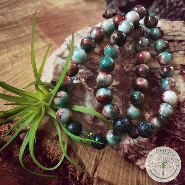 Essential oil diffuser bracelet - Dyed “Malaysia Jade” (Chalcedony)