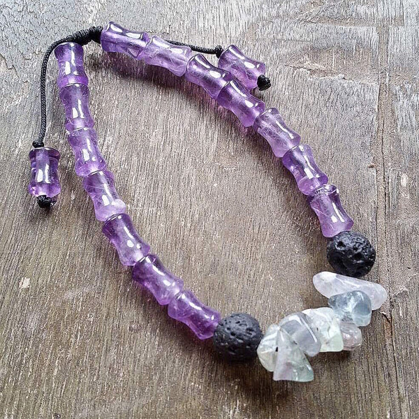 Essential oil diffuser bracelet - Amethyst & Flourite