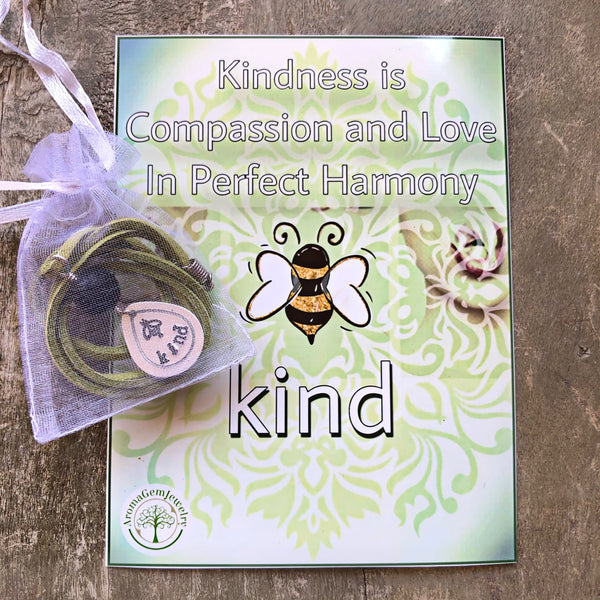 Kindness-Handstamped Aromatherapy necklace