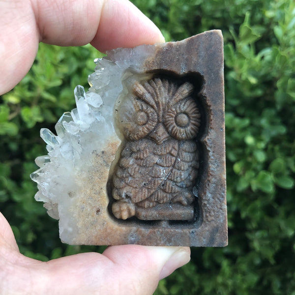 Carved Owl  with crystals