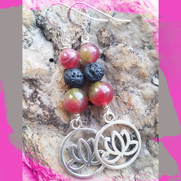 Essential oil diffuser earrings - dyed jade (jadeite) - Sterling