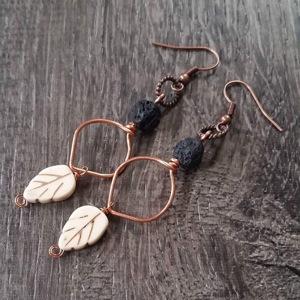 Essential oil diffuser earrings- copper fall