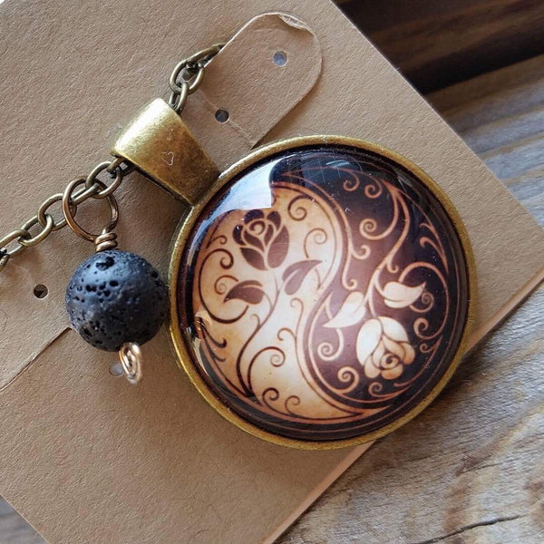 Essential oil diffuser necklace - Yin/Yang