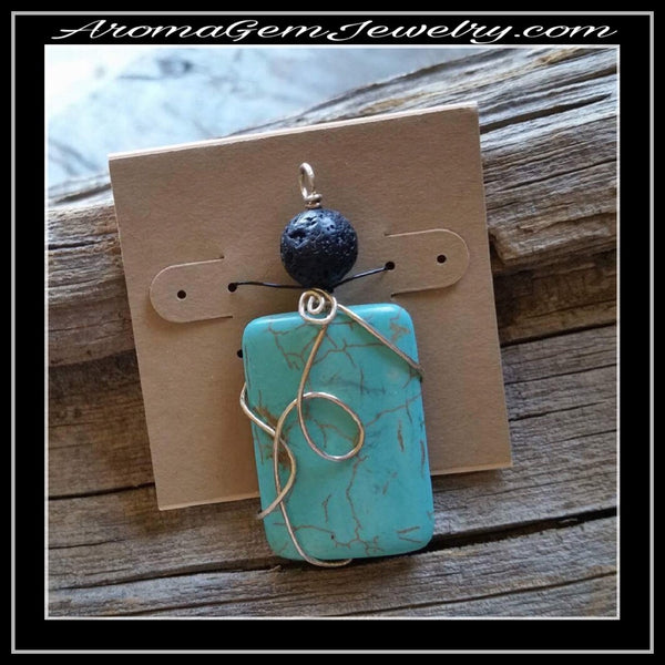 Essential oil diffuser necklace - magnesite w/SS chain