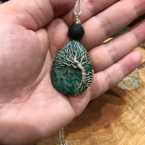 Essential oil diffuser necklace - handmade tree of life -