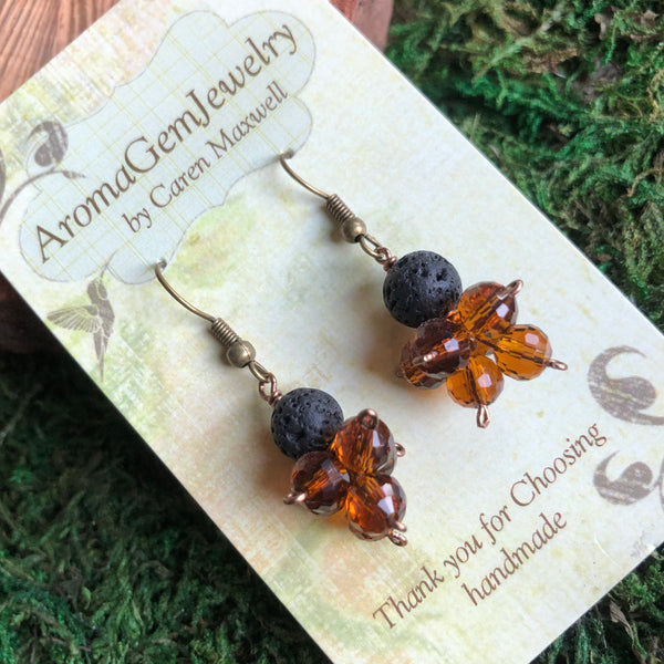 Essential oil diffuser earrings - crystal