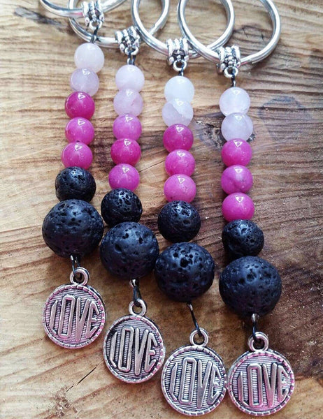Essential oil diffuser keychain - Rose Quartz, love