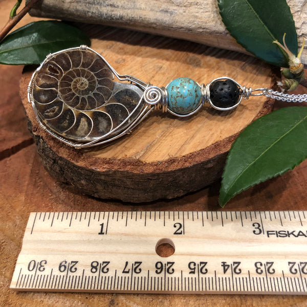 Essential oil diffuser necklace - Ammonite