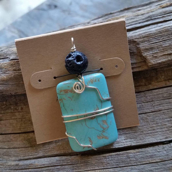 Essential oil diffuser necklace - magnesite - w/chain