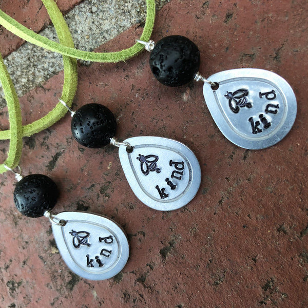 Kindness-Handstamped Aromatherapy necklace