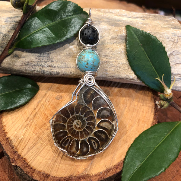 Essential oil diffuser necklace - Ammonite