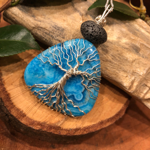 Essential oil diffuser necklace - handmade tree of life