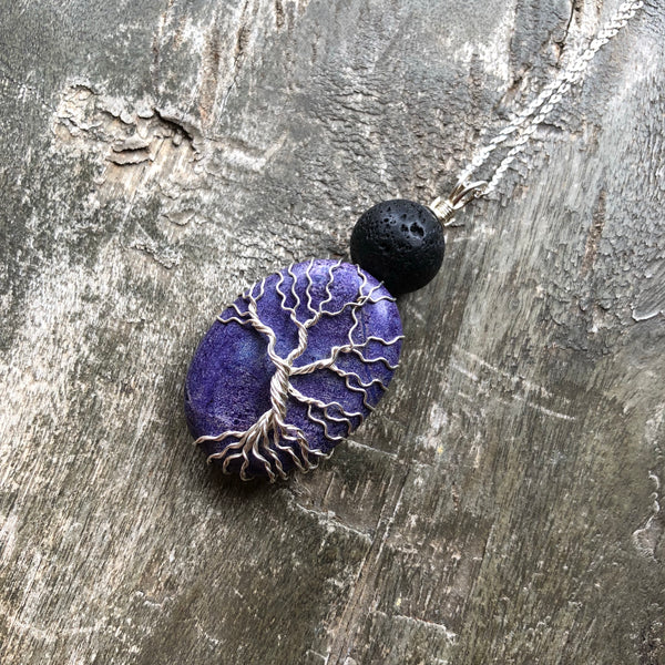 Essential oil diffuser necklace - handmade tree of life -