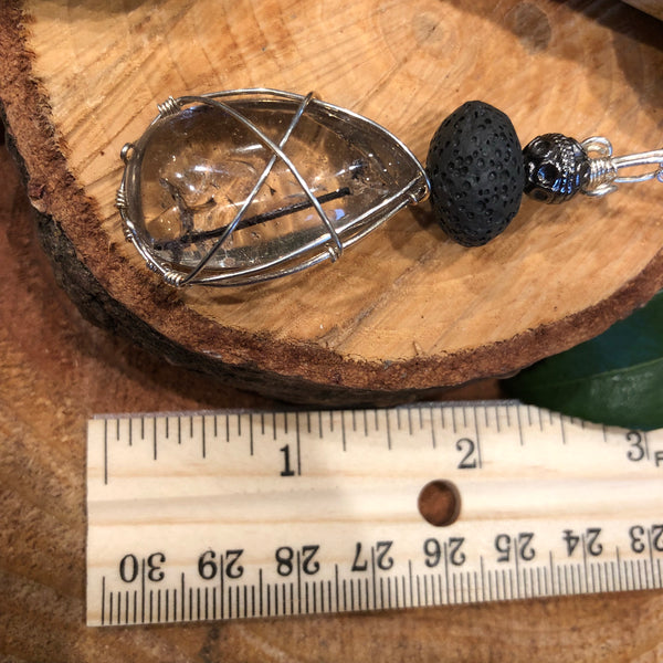 Essential oil diffuser necklace - Tourmalinated quartz