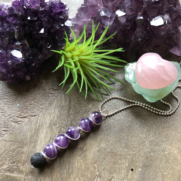 Essential oil diffuser necklace- amethyst