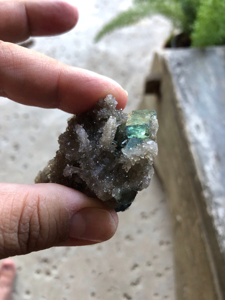 73 gram Flourite ladder in Smokey Quartz