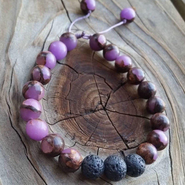 Essential oil diffuser bracelet - impression jasper -gold copper bornite