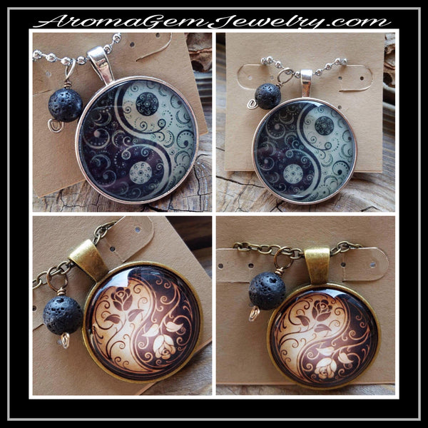 Essential oil diffuser necklace - Yin/Yang