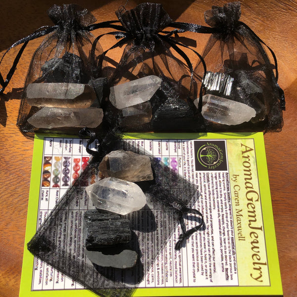 Protection Bundle (Black Tourmaline, Shungite, Clear Quartz, Smokey Quartz)