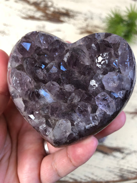 Large Amethyst Polished edge geode heart