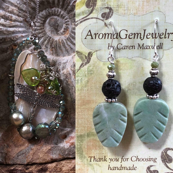 Intricate and gorgeous Wire wrapped cultured pearl dragonfly necklace - NOT AROMATHERAPY