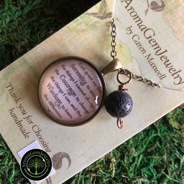 Essential oil diffuser necklace - Serenity prayer