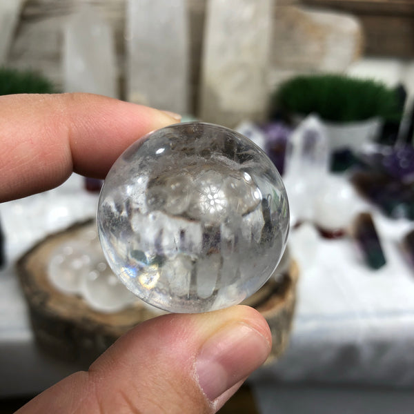 Clear quartz crystal spheres (protection cleansing)